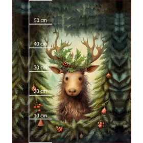 VINTAGE CHRISTMAS REINDEER M. 2 - Paneel (60cm x 50cm) SINGLE JERSEY 