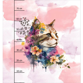 WATERCOLOR CAT MS. 1 - Paneel (75cm x 80cm) Wintersweat angeraut mit Elastan ITY