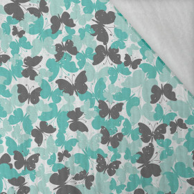 SCHMETTERLINGE / aqua - Baumwoll Musselin