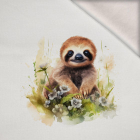 WATERCOLOR SLOTH - Paneel (60cm x 50cm) Wintersweat angeraut mit Elastan ITY