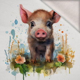 WATERCOLOR PIGGY - Paneel (75cm x 80cm) Wintersweat angeraut mit Elastan ITY