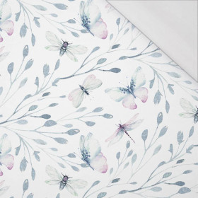 SCHMETTERLINGE MIX M. 3 (AQUARELL-SCHMETTERLINGE) - bio single jerset mit Elastan Sommersweat