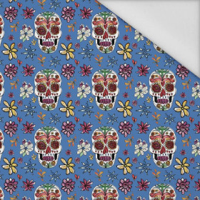 TOTENKÖPFE Ms. 2 / blau (DIA DE LOS MUERTOS) - Wasserabweisende Webware