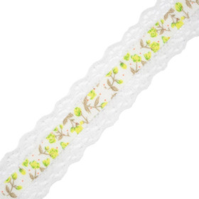 Ripsband mit Spitze 25 mm - weiß