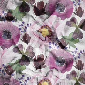 BLUMEN UND KLEEBLÄTTER (AUF DER WIESE) - Baumwoll Musselin