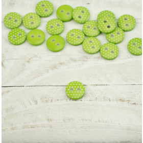 Kunststoffknopf mit Punkten klein - lime
