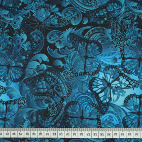 SPITZEN SCHMETTERLINGE / blau - Wasserabweisende Webware