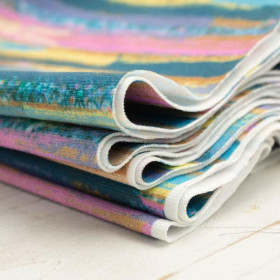 REGENBOGEN VERTIKALE STREIFEN - bio single jerset mit Elastan Sommersweat