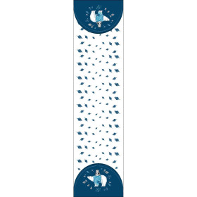 TISCHLÄUFER PANEL - PINGUIN AUF DEM BÄR / Blätter (VERZAUBERTER WINTER) - Nähset