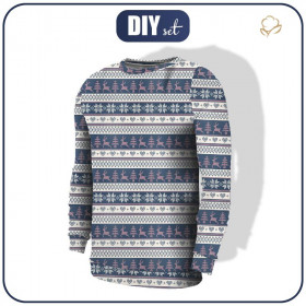 HERREN SWEATSHIRT (OREGON) - RENTIERE M.3 / dunkelblau (NORWEGISCHE MUSTER) - Nähset