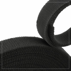 Klettverschluss Breite 20mm weiß, komplett - SCHWARZ