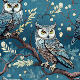 PASTEL BIRDS M.3 (EULE) - leichte Maschenware angeraut