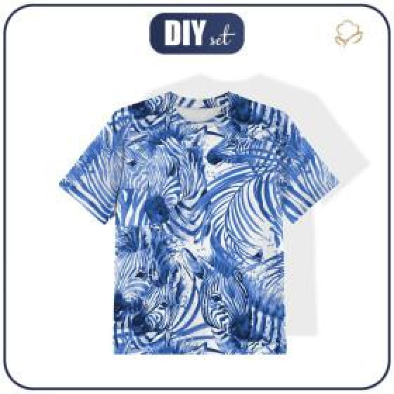 KINDER T-SHIRT- ZEBRA (CLASSIC BLUE)- Single Jersey (92/98)