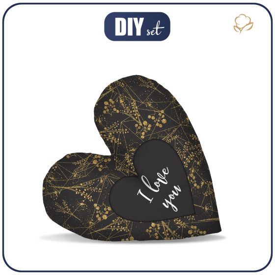 DEKO-KOPFKISSE HERZ - I love you / BLÄTTER Ms 12 (gold)