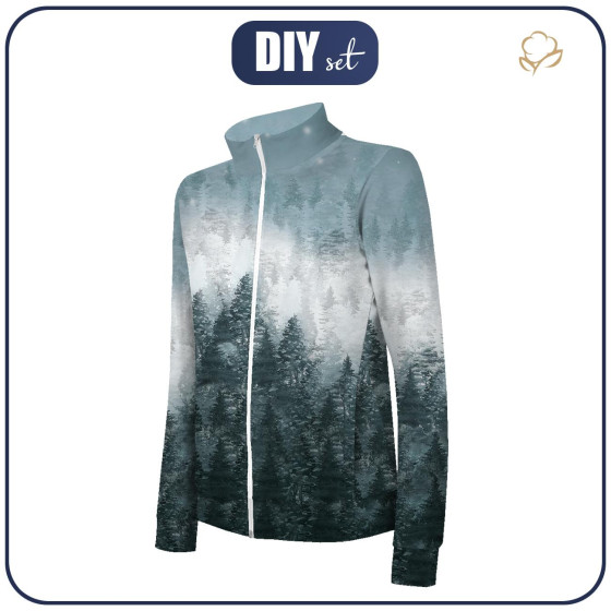 “MAX” KINDER TRAININGSJACKE - WALD OMBRE (WINTER IM GEBIRGE) - Maschenware mit kurzem Flor