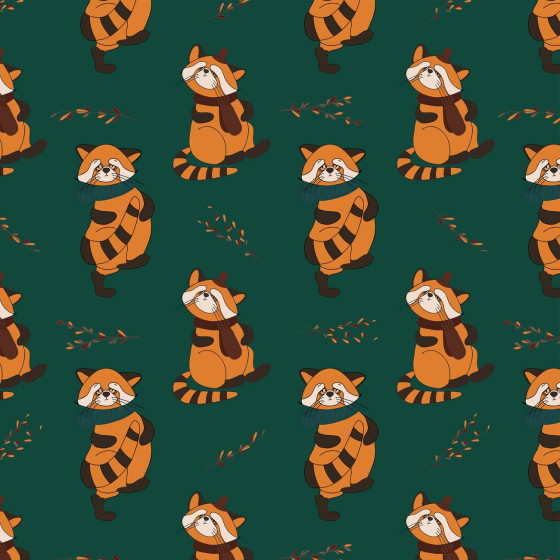 KLEINER PANDA MIT SCHAL / Flaschengrün (HERBST DES KLEINEN PANDA)