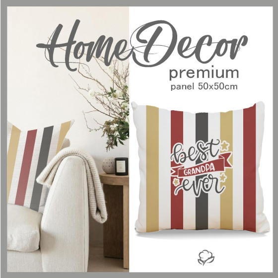 KISSENPANEL - Best grandpa ever/ Streifen - HOME DECOR PREMIUM 