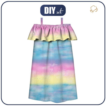 Sukienka hiszpanka (LILI) - TĘCZOWY OCEAN wz. 1 - zestaw do uszycia