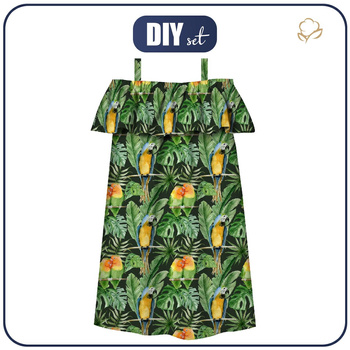 Sukienka hiszpanka (LILI) - PAPUGI WZ. 2 / czarny (JUNGLE) - zestaw do uszycia