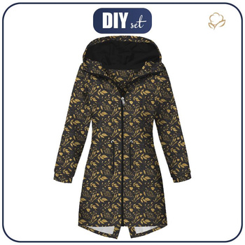 PARKA DAMSKA (ANNA) - LIŚCIE wz. 11 (złoty) / czarny - zestaw do uszycia