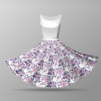 KWIATY DZIKIEJ RÓŻY wz. 1 (KWITNĄCA ŁĄKA) (Very Peri) - mały panel na spódnicę z koła