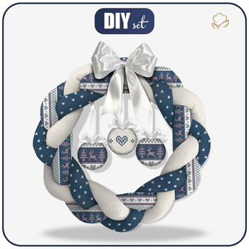 WIANEK ŚWIĄTECZNY - RENIFERY wz. 3 / granatowy (NORWESKIE WZORY) - zestaw do uszycia