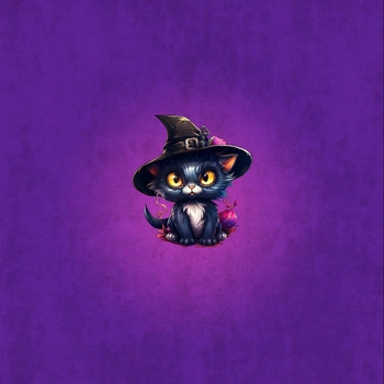 Black cat cute halloween wz. 6 - panel (60cm x 50cm)/ FIOLETOWY (PLUM)