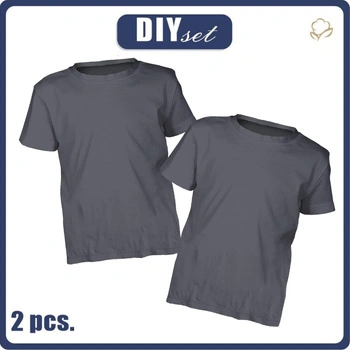 2-PACK - BASIC T-SHIRT DZIECIĘCY - Dark Grey  - zestaw do uszycia