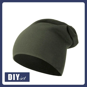 CZAPKA BEANIE - OLIWKOWY - zestaw do uszycia