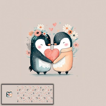 PENGUINS IN LOVE - PANEL PANORAMICZNY 60 cm