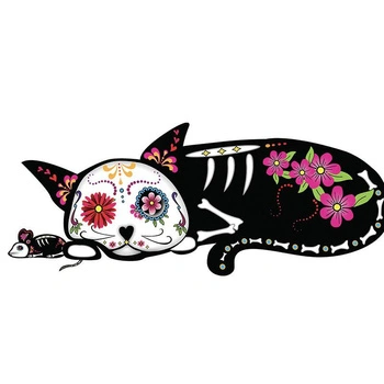 ŚPIĄCY KOT ALICIA (DIA DE LOS MUERTOS) - panel 75cm x 80cm
