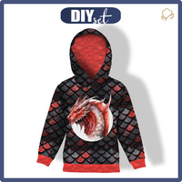 DZIECIĘCA BLUZA Z KAPTUREM (ALEX) - dragon red  - zestaw do uszycia (czerwony)