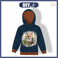 DZIECIĘCA BLUZA Z KAPTUREM (ALEX) - WATERCOLOR FOX - zestaw do uszycia (86/92)