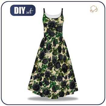 ŠATY "ISABELLE" - ČERNÉ RŮŽE - šicí souprava