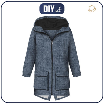 PÁNSKÁ BUNDA PARKA (TOM) - LEN / jeans - Sada šití XXL