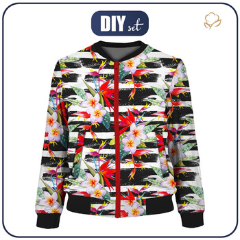 DÁMSKA BOMBER BUNDA (KAMA) - KVĚTY NA ZEAL - Sada šití