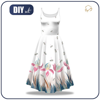 ŠATY "ISABELLE" - KVĚTINY VZ. 4 / bílý - šicí souprava