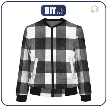 DÁMSKA BOMBER BUNDA (KAMA) - KOSTKA / Černý a bílý - Sada šití