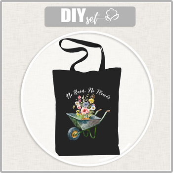 SHOPPER KABELKA - NO RAIN, NO FLOWER - voděodolná tkanina - Sada šití