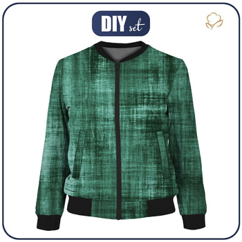 DÁMSKA BOMBER BUNDA (KAMA) - ACID WASH wz. 2 (Lahvově zelená) - Sada šití