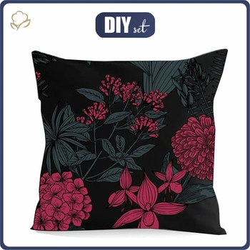 POLŠTÁŘ 45x45 - KVĚTINY / viva magenta - přední + zadní strana