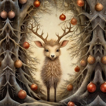 VINTAGE CHRISTMAS REINDEER VZ. 1 - panel (60cm x 50cm)