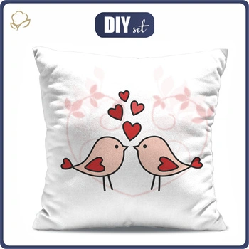 POLŠTÁŘ 45x45 - ZAMILOVANÍ PTÁCI (HAPPY VALENTINE’S DAY) - Sada šití