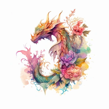 WATERCOLOR DRAGON VZ. 2 - Panel (75cm x 80cm)