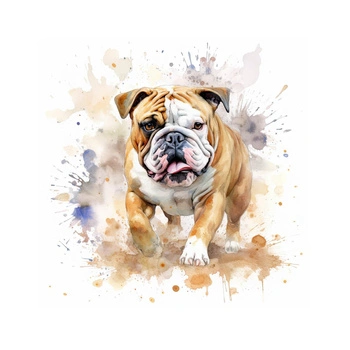 WATERCOLOR BULLDOG - Paneel (60cm x 50cm)