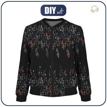 DAMEN BOMBERJACKE (KAMA) - BLÄTTER M. 3 / SCHWARZ - Nähset XL