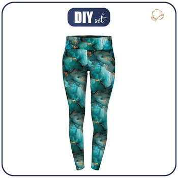 DAMEN THERMO LEGGINGS (GRETA) - alcohol ink wz.10 TEAL - Nähset M