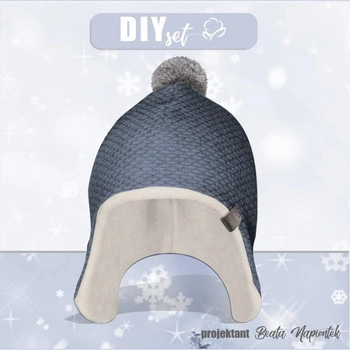 Fliegermütze - BOUCLE - JEANS / grau / Größe 40-49