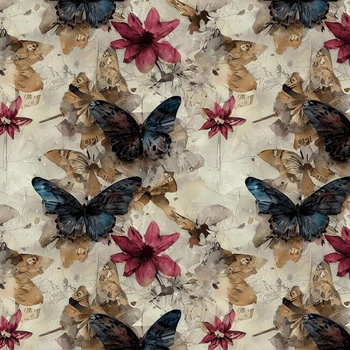 Butterfly & Flowers wz.14/ GREIGE