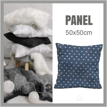 KISSENPANEL - HERZEN / grau (NORWEGISCHE MUSTER)